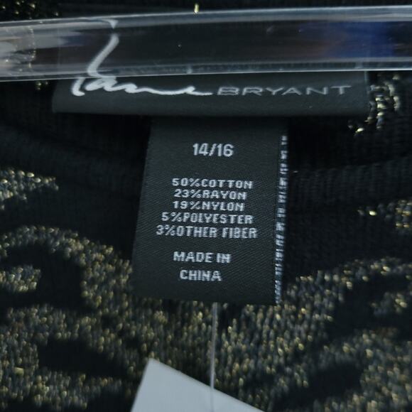 NEW Lane Bryant Black Gold Design Sweater Dress Size 14/16 Long Sleeve Winter - Picture 4 of 5